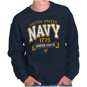 Brisco Brands United States Navy Semper Fortis 1775 Sweatshirt for Men or Women(Navy)
