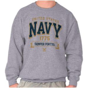 Brisco Brands United States Navy Semper Fortis 1775 Sweatshirt for Men or Women(Sport Grey)