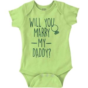 Brisco Brands Will You Marry My Daddy Engagement Baby Romper Boys or Girls(Key Lime)