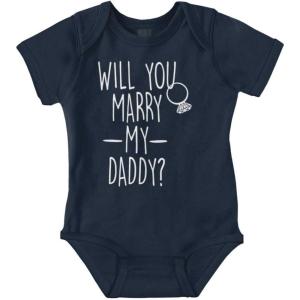 Brisco Brands Will You Marry My Daddy Engagement Baby Romper Boys or Girls(Navy)