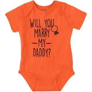 Brisco Brands Will You Marry My Daddy Engagement Baby Romper Boys or Girls(Orange)