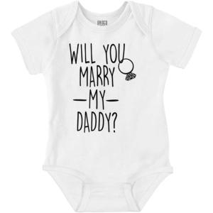 Brisco Brands Will You Marry My Daddy Engagement Baby Romper Boys or Girls(White)