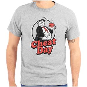 Brisco Brands Wimpy Cheat Day Popeye Sailor Man Graphic T Shirt Men or Women(Sport Grey)