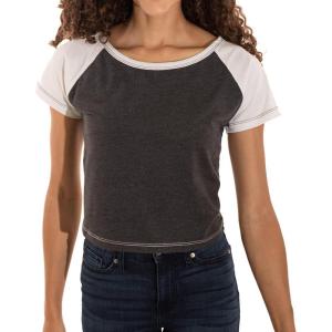 Brisco Brands Womens Cropped Raglan Tee Juniors Short Sleeve Baseball T-Shirt(Black/White)