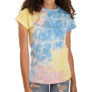 Brisco Brands Womens Fitted Tie Dye T-Shirt Juniors Colorful Cloud Short Sleeve Crewneck Tee(Sweet Treat)