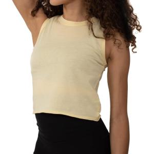 Brisco Brands Womens Sleeveless Cropped Muscle Tee Juniors Basic Crewneck Tank Top(Banana)