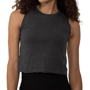 Brisco Brands Womens Sleeveless Cropped Muscle Tee Juniors Basic Crewneck Tank Top(Dark Heather)