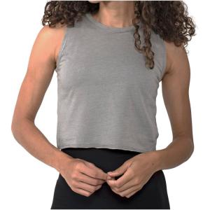 Brisco Brands Womens Sleeveless Cropped Muscle Tee Juniors Basic Crewneck Tank Top(Gravel)