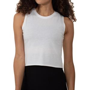 Brisco Brands Womens Sleeveless Cropped Muscle Tee Juniors Basic Crewneck Tank Top(White)