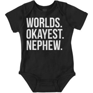 Brisco Brands Worlds Okayest Nephew Aunt Uncle Joke Baby Bodysuit Jumper Boys(Black)