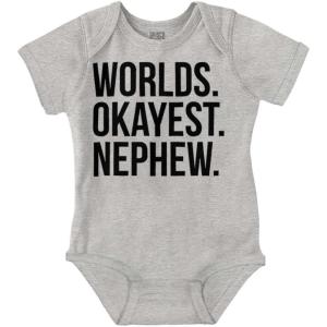 Brisco Brands Worlds Okayest Nephew Aunt Uncle Joke Baby Bodysuit Jumper Boys(Heather)