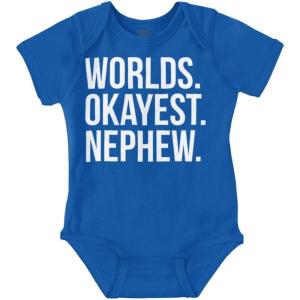 Brisco Brands Worlds Okayest Nephew Aunt Uncle Joke Baby Bodysuit Jumper Boys(Royal)