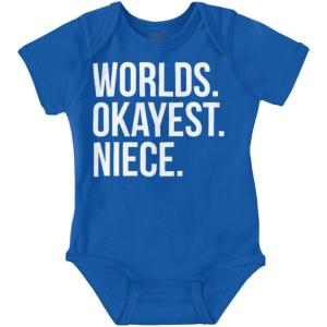 Brisco Brands Worlds Okayest Niece Family Love Baby Bodysuit Jumper Girls(Royal)