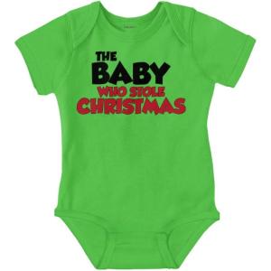 Brisco Brands Xmas Babies Who Stole Christmas Baby Romper Boys or Girls(Apple)