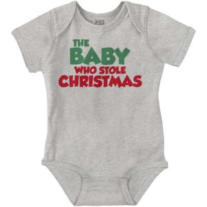 Brisco Brands Xmas Babies Who Stole Christmas Baby Romper Boys or Girls(Heather)