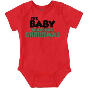 Brisco Brands Xmas Babies Who Stole Christmas Baby Romper Boys or Girls(Red)
