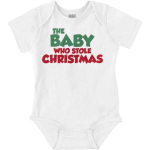 Brisco Brands Xmas Babies Who Stole Christmas Baby Romper Boys or Girls(White)