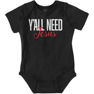 Brisco Brands Y’all Need Jesus Christ Religious God Baby Bodysuit Jumper Girls(Black)