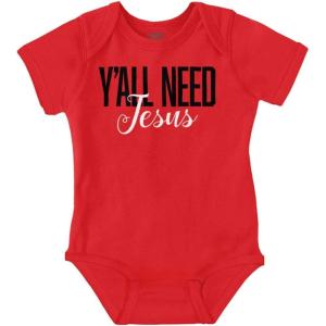 Brisco Brands Y’all Need Jesus Christ Religious God Baby Bodysuit Jumper Girls(Red)