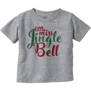 Christmas Little Miss Jingle Bell Youth T Shirt Tee Girls(Heather)
