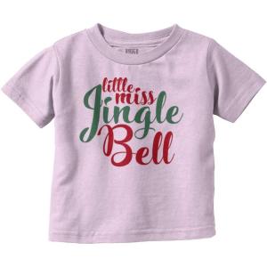 Christmas Little Miss Jingle Bell Youth T Shirt Tee Girls(Pink)