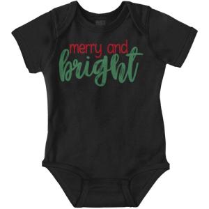 Christmas Merry and Bright Baby Bodysuit Jumper Girls(Black)