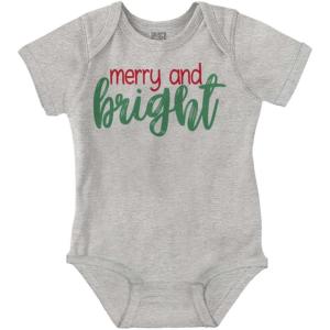 Christmas Merry and Bright Baby Bodysuit Jumper Girls(Heather)