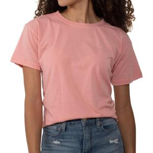 Fashion Crewneck Short SleeveFashion Crewneck Short Sleeve Womens Raw Edge T-shi(Coral)