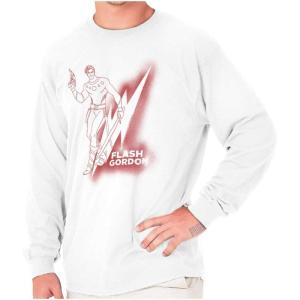 Flash Gordon Vintage Lightning Bolt Long Sleeve Tshirt Men Women(White)