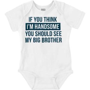 Handsome Little Brother Funny Baby Bodysuit Jumper Boys(White)