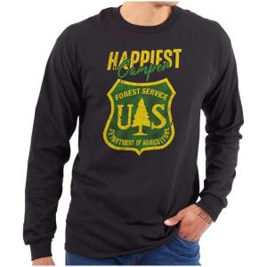 Happiest Camper US National Forest Long Sleeve Tshirt Men Women(Black)