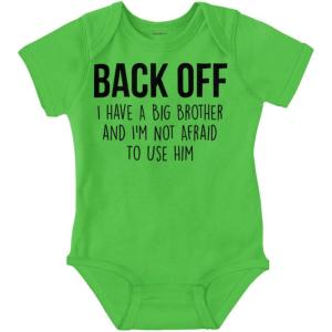 Little Brother Big Bro Cute Adorable Baby Romper Boys or Girls(Apple)