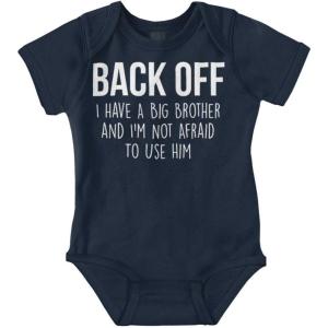 Little Brother Big Bro Cute Adorable Baby Romper Boys or Girls(Navy)