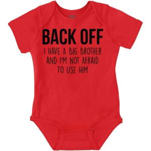 Little Brother Big Bro Cute Adorable Baby Romper Boys or Girls(Red)