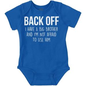 Little Brother Big Bro Cute Adorable Baby Romper Boys or Girls(Royal)