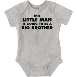 Little Man Going to Be a Big Brother Baby Bodysuit Jumper Boys(Heather)