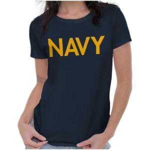 Navy Military Physical Training PT Womens Slim Fit Graphic Tee(Navy)