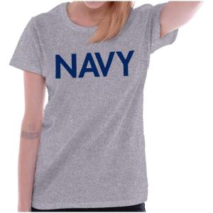 Navy Military Physical Training PT Womens Slim Fit Graphic Tee(Sport Grey)