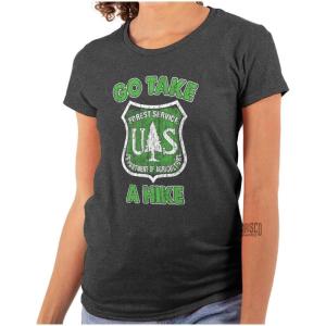 Take A Hike National Forest Service Womens Slim Fit Graphic Tee(Dark Heather)