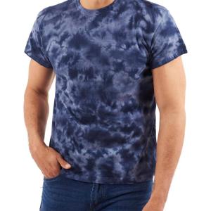 Tie Dye Shirt Colorful Cloud Short Sleeve Knit T-Shirt Crewneck Top(Crystal Navy)