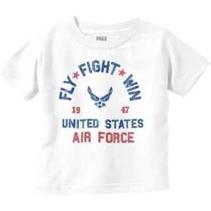 US Air Force Fly Fight Win Vintage Toddler Boy Girl T Shirt(White)