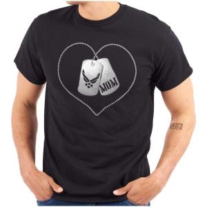 US Air Force Mom Dog Tags Cute USAF Graphic T Shirt Men or Women(Black)
