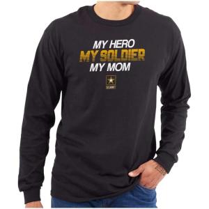 US Army Logo My Mom Hero Soldier Long Sleeve Tshirt Men Women(Black)