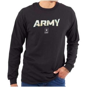 US Army PT Style Casual Military Long Sleeve Tshirt Men Women(Black)