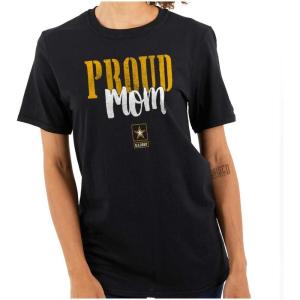 US Army Proud Mom of a Soldier Womens Graphic T Shirt Tees(Black)