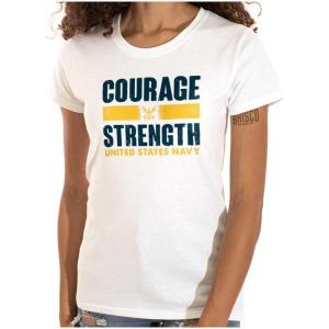 United States Navy Courage Strength Womens Slim Fit Graphic Tee(White)