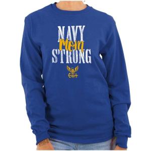 United States Navy Proud Mom Strong Women’s Long Sleeve T Shirt(Royal)