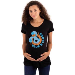 Womens Maternity Cute Blues Clues Puppy and Friends T Shirt Tee(Black)