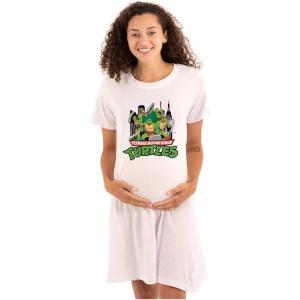 Womens Maternity TMNT Retro Cartoon Save New York Pregnancy Dress(White)