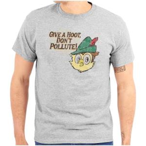 Woodsy Owl Give a Hoot Cartoon Graphic T Shirt Men or Women(Sport Grey)
